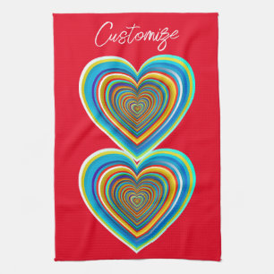 Mehrfarbige Valentinherz Thunder_Cove Geschirrtuch