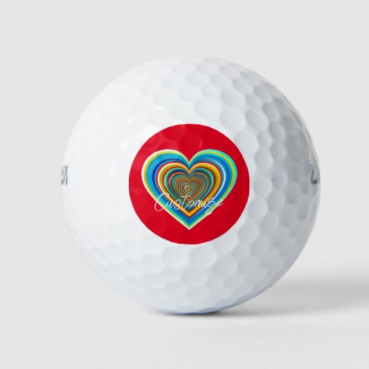 Mehrfarbige Valentinherz Thunder_Cove Golfball (Vorderseite)