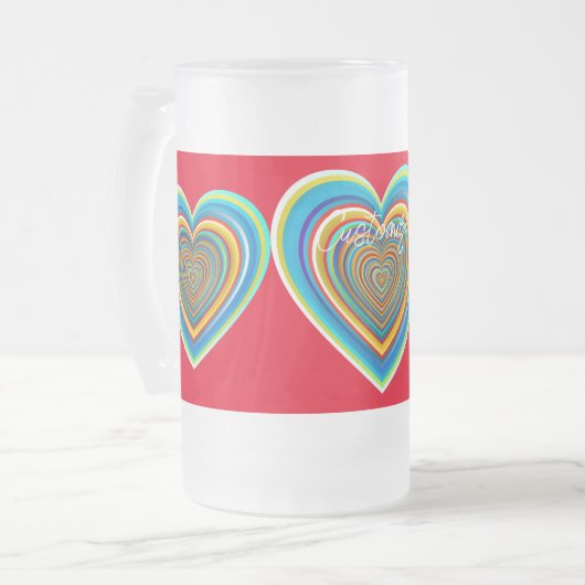 Mehrfarbige Valentinherz Thunder_Cove Mattglas Bierglas (Vorderseite Links)