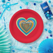 Mehrfarbige Valentinherz Thunder_Cove Pappteller (Party)