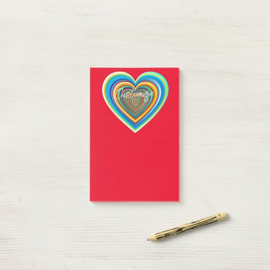 Mehrfarbige Valentinherz Thunder_Cove Post-it Klebezettel (Auf Schreibtisch)