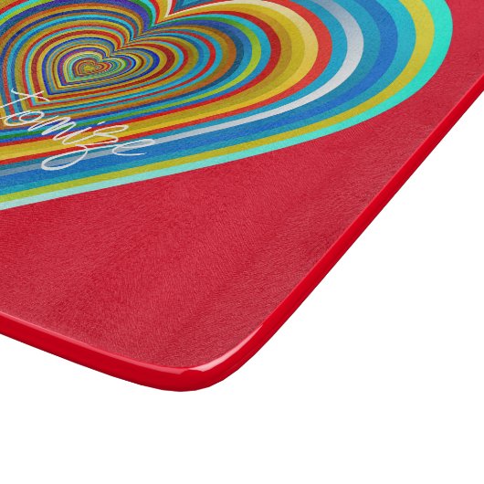 Mehrfarbige Valentinherz Thunder_Cove Schneidebrett (Ecke)