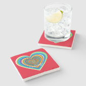 Mehrfarbige Valentinherz Thunder_Cove Steinuntersetzer (Seitenansicht)