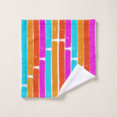 Mehrfarbige vibrierende Streifen - Tuch-Set Badhandtuch Set (Waschlappen)