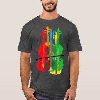 Mehrfarbige Violins Geburtstagsgeschenk für Musike T-Shirt