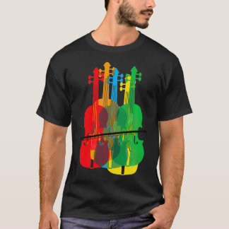 Mehrfarbige Violins Geburtstagsgeschenk für Musike T-Shirt