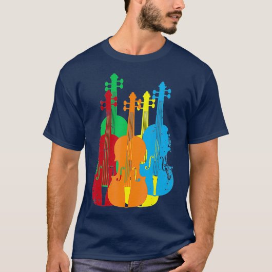 mehrfarbige Violins Musicians Orchestra Chair Chai T-Shirt (Vorderseite)