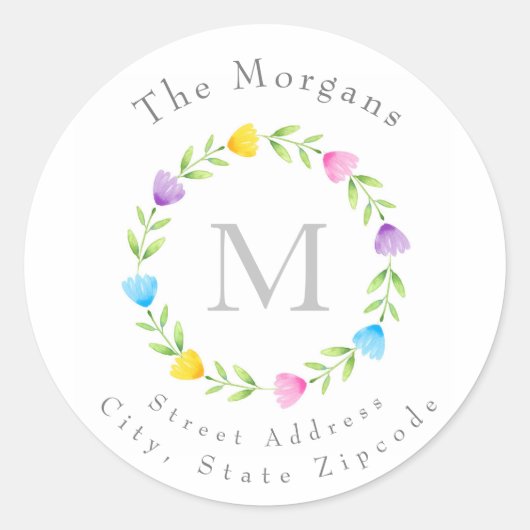 Mehrfarbige Wasserfarben-Blume Runder Aufkleber (Vorderseite)