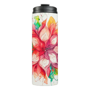 Mehrfarbige Wasserfarben-Blumen-Boho-Mandala Thermosbecher