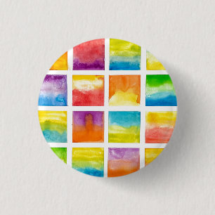 Mehrfarbige Wasserfarben-Quadrate-Malerei-Kunst Button