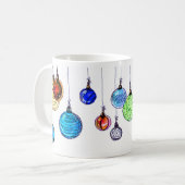 Mehrfarbige Weihnachtsbälle Kaffeetasse (Vorderseite Links)