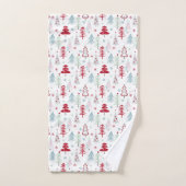 mehrfarbige Weihnachtsbäume auf einem weißen Badhandtuch Set (Handtuch)