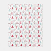 mehrfarbige Weihnachtsbäume auf einem weißen Napki Fleecedecke (Vorderseite)