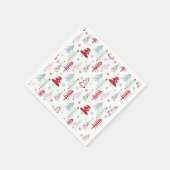 mehrfarbige Weihnachtsbäume auf einem weißen Serviette (Ecke)