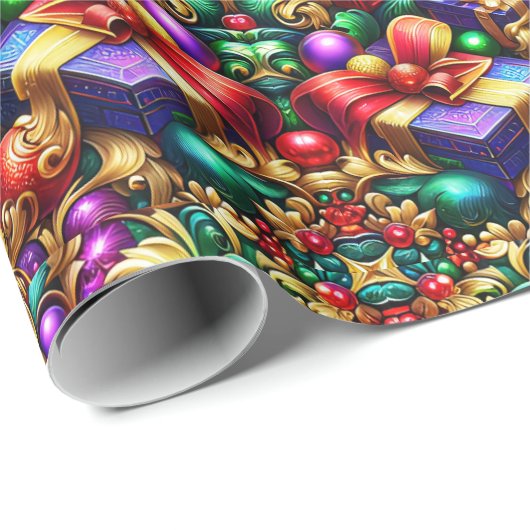 ~ mehrfarbige Weihnachtsgeschenke ~ Geschenkpapier (Rolleneckpunkt)