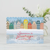 mehrfarbige Weihnachtsstadt Feiertagskarte (Stehend Vorderseite)