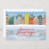 mehrfarbige Weihnachtsstadt Feiertagskarte (Vorne/Hinten)