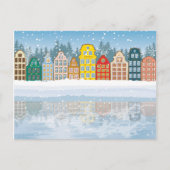 mehrfarbige Weihnachtsstadt Feiertagspostkarte (Vorderseite)