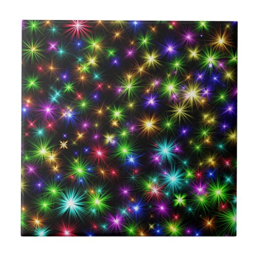 Mehrfarbige Weihnachtsstern-Strahlen-Muster Fliese (Vorderseite)