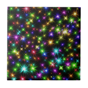 Mehrfarbige Weihnachtsstern-Strahlen-Muster Fliese