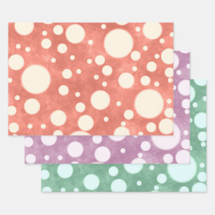 Mehrfarbige weiße Punkte Muster Decoupage Geschenkpapier Set