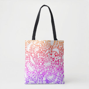 Mehrfarbige wellige Kreise Quadrat Abstracte Zeich Tasche