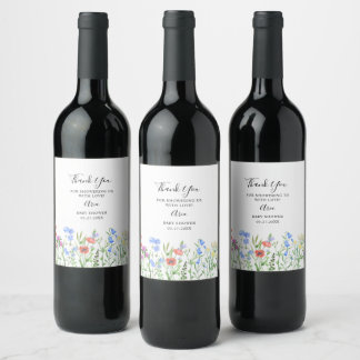 Mehrfarbige Wildblumen-Baby-Party-Feier Weinetikett