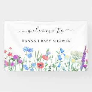 Mehrfarbige Wildblumen-Baby-Partyfeier Banner