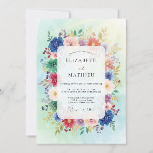 Mehrfarbige Wildblumenhochzeit Einladung