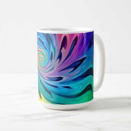 mehrfarbige Wirbel Kaffeetasse (VorderseiteRechts)