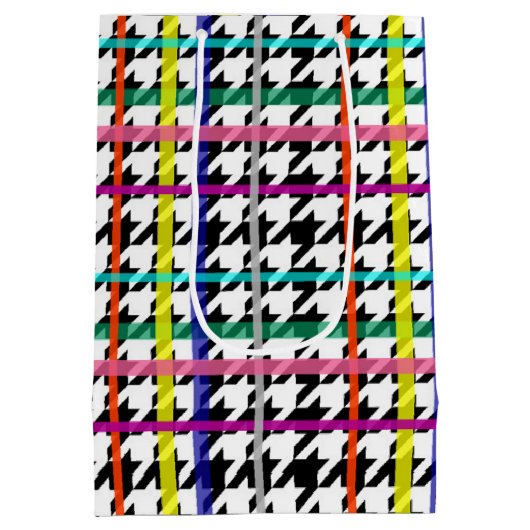 mehrfarbige Zeilen zum Karierten Hahnentrittmuster Mittlere Geschenktüte (Rückseite)