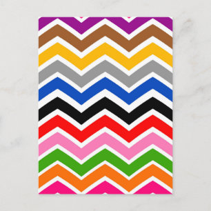 Mehrfarbige Zickzack-Chevron-Musterdesign  Postkarte