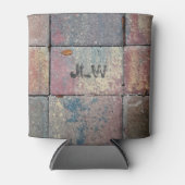 Mehrfarbige Ziegelsteine mit Initialen Dosenkühler (Vorderseite)