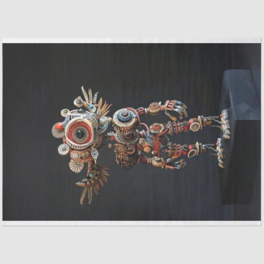 Mehrfarbiger abstrakter Roboter Seidenpapier (Vorderseite)