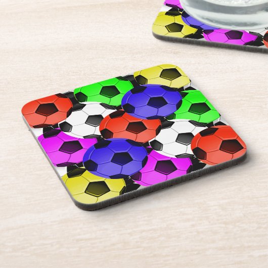 Mehrfarbiger American Soccer oder Football Getränkeuntersetzer (Linke Seite)
