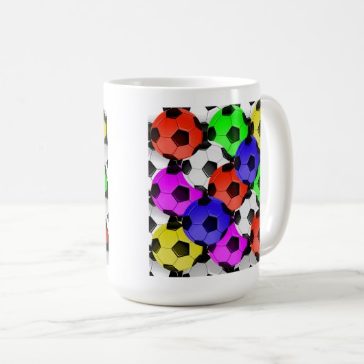 Mehrfarbiger American Soccer oder Football Kaffeetasse (VorderseiteRechts)