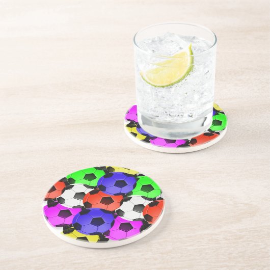 Mehrfarbiger American Soccer oder Football Sandstein Untersetzer (Seite)