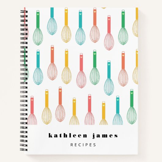 Mehrfarbiger Ballon Whisk Muster Rezept Notizblock (Vorderseite)