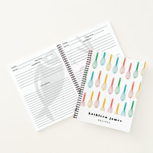 Mehrfarbiger Ballon Whisk Muster Rezept Notizblock (Innenseite)