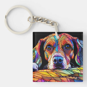 Mehrfarbiger Beagle-Hund 178 Schlüsselanhänger