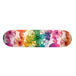 Mehrfarbiger BlumenWirbels-dekorativer Entwurf Skateboard