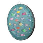 mehrfarbiger Fisch auf Aquamarin Dartscheibe (Vorderseite rechts)