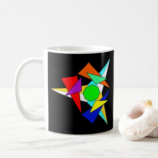 Mehrfarbiger geometrischer Sternensturm Kaffeetasse (Mit Donut)
