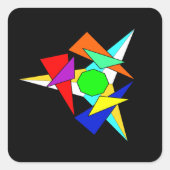 Mehrfarbiger geometrischer Sternensturm Quadratischer Aufkleber (Vorderseite)