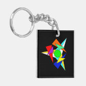 Mehrfarbiger geometrischer Sternensturm Schlüsselanhänger (Vorderseite links)