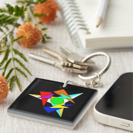 Mehrfarbiger geometrischer Sternensturm Schlüsselanhänger