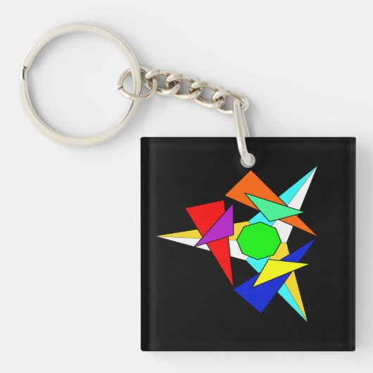 Mehrfarbiger geometrischer Sternensturm Schlüsselanhänger (Vorderseite)