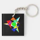 Mehrfarbiger geometrischer Sternensturm Schlüsselanhänger (Rückseite)