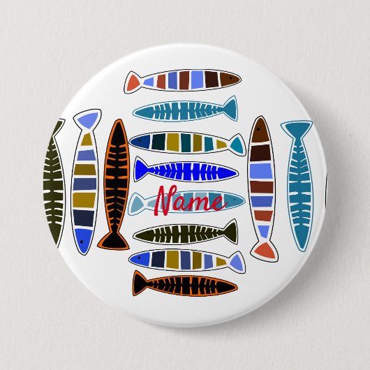 mehrfarbiger gestreifter Fisch Thunder_Cove Button (Vorderseite)
