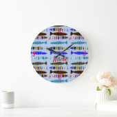 mehrfarbiger gestreifter Fisch Thunder_Cove Große Wanduhr (Zuhause)